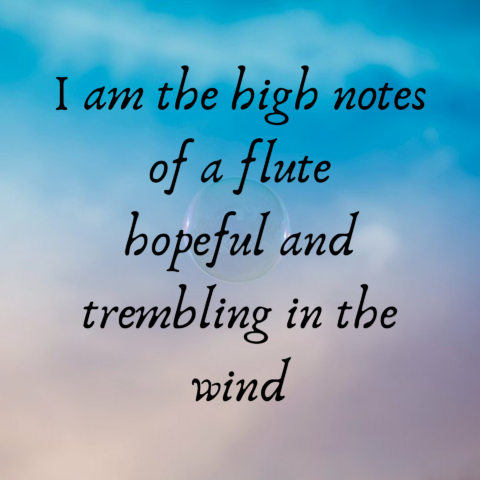 I am the high notes of a flute hopeful and trembling in the wind