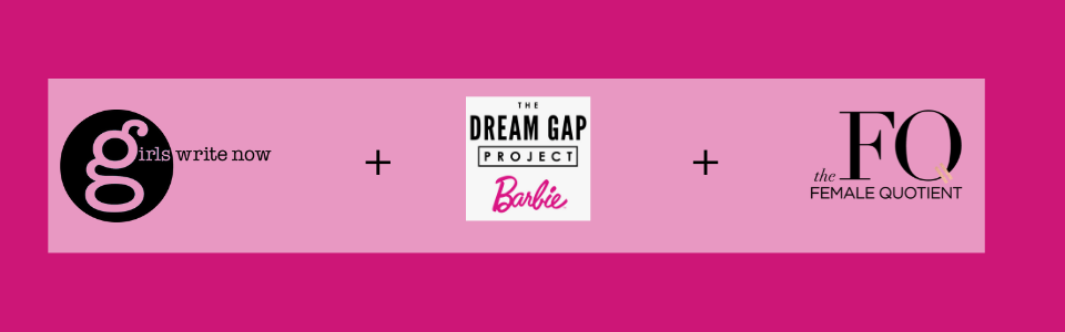 Girls write Now Logo + The Dream Gap Logo + Female Quotient Logo