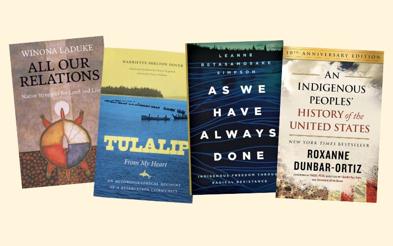 covers of 4 books: all our relations, tulalip, as we have always done, an indigenous people's history