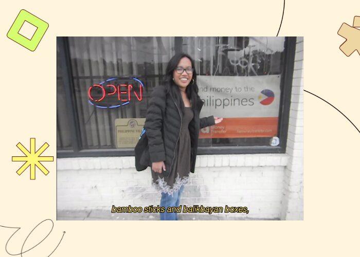 Rebekah Grace de Guzman in front of a store