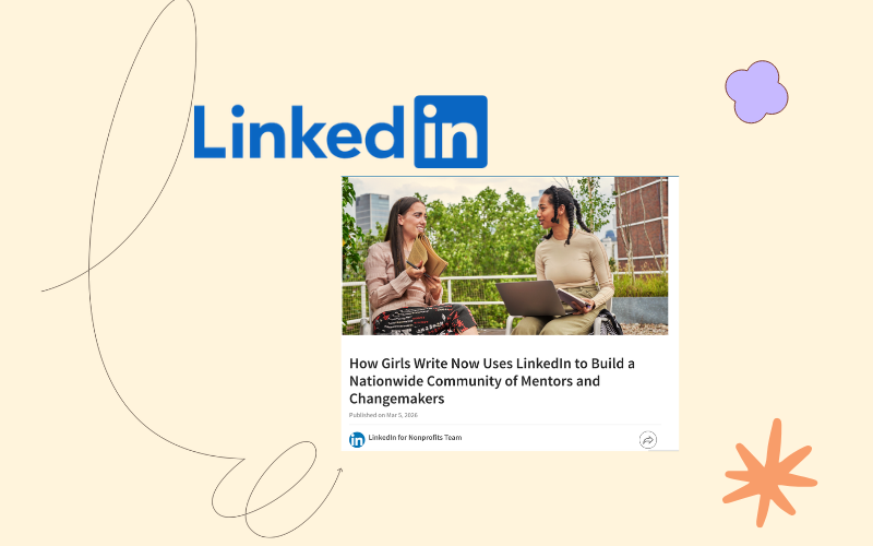 linkedin logo, screen shot of blog post